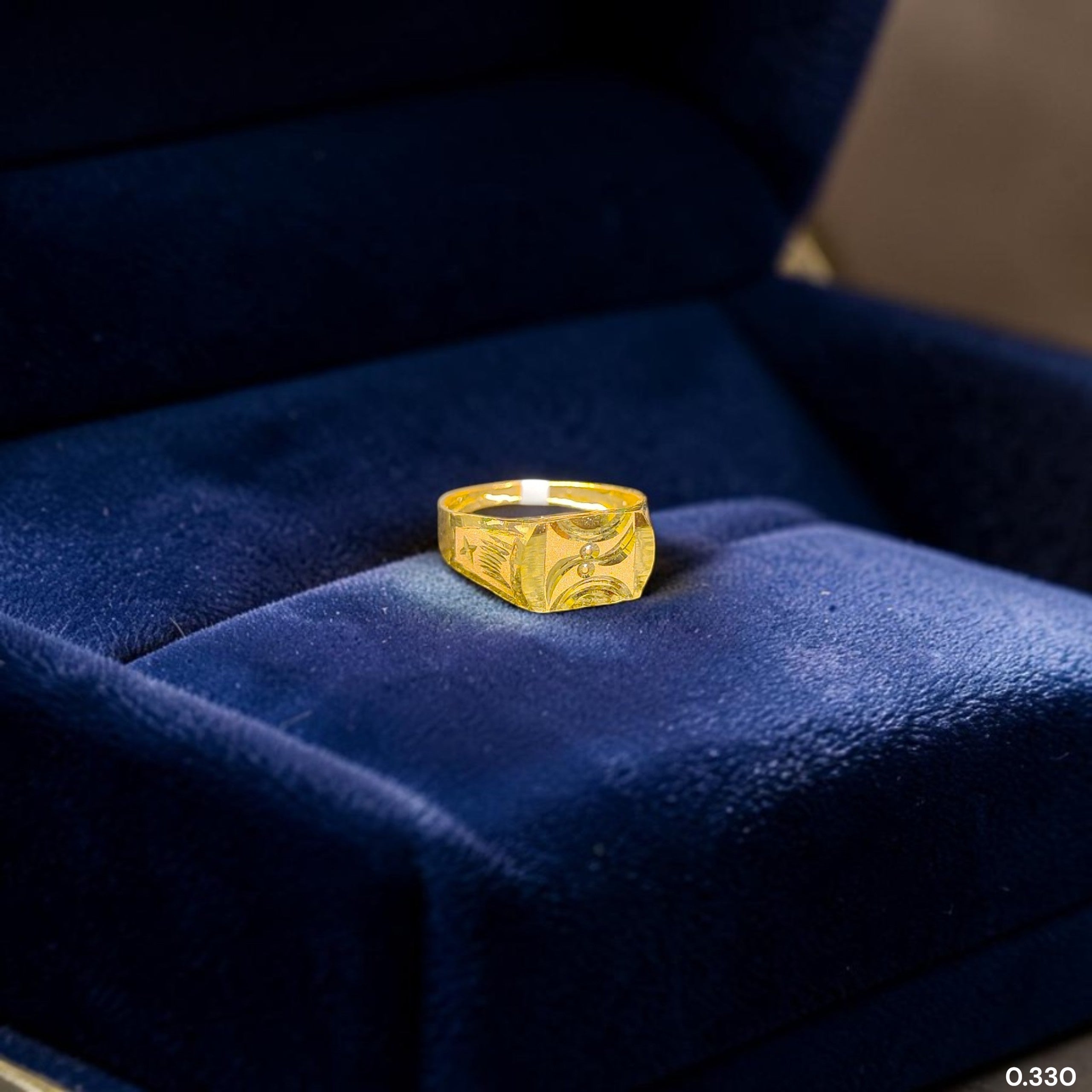 BABY JEWELLERY- TRJ WGT: 0.330 GM APPROX 375 9KT HUID HALLMARK GOLD BABY FINGER RING 1 PIECE FOR RICE CEREMONY & BIRTHDAY.(A1JDXG)