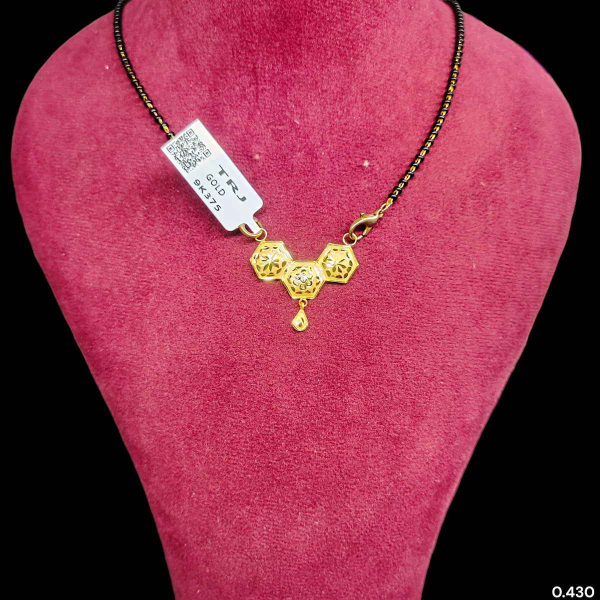 GPM9K- (WGT: 0.430 GM APPROX) BIS CERTIFIED HUID HALLMARK 375 9KT GOLD PENDANT FOR WOMEN 1 PIECE WITH FREE MANGALSUTRA & TASSEL. (CJ5KYE)