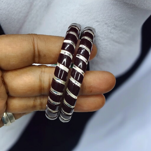 COFFEE SPIRAL DESIGN 995 ORIGINAL SILVER POLA BANGLES FOR WOMEN 1 PAIR - SOLD AS MRP BY RAJLAXMI (GET FREE SILVER POLA RING) HAPPY HOURS OFFER.