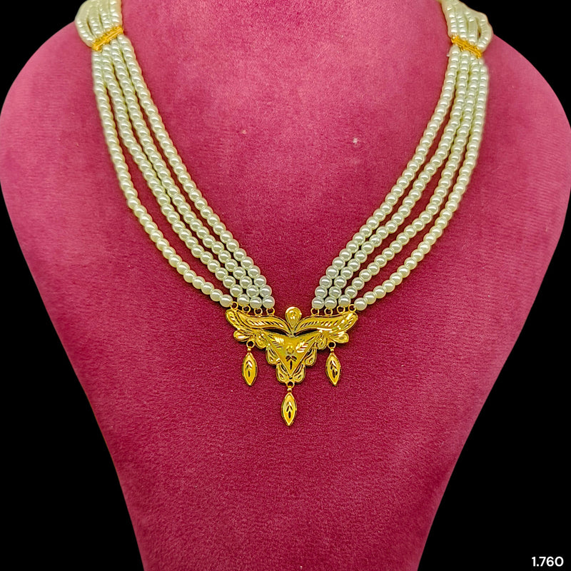 (GMH)- (AZRSUL) (WGT: 1.760 GM APPROX) BIS CERTIFIED HUID HALLMARK 9KT GOLD MOTI SITAHAR NECKLACE 1 PIECE WITH ADJUSTABLE TASSEL.