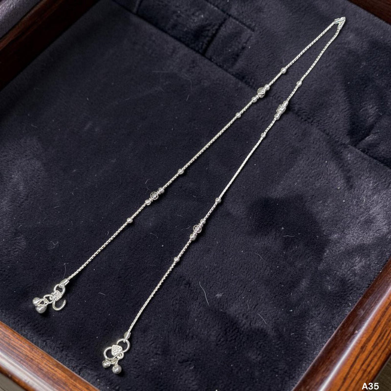 SILVER PAYEL- (A35) (WGT: 13.700 GM APPROX) 625 SILVER PAYEL (ANKLET) 1 PAIR LENGTH: 10