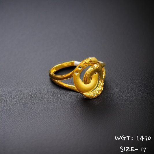 TRJ (SIZE: 17) WGT: 1.470 GM APPROX 22KT HUID HALLMARK GOLD RING FOR WOMEN 1 PIECE.