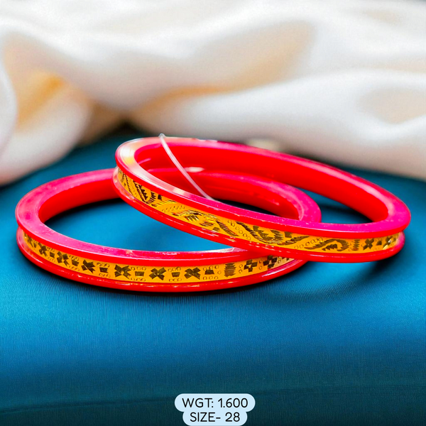 (GSP) TRJ (SIZE: 28) WGT: 1.600 GM APPROX 22KT HUID HALLMARK GOLD POLA BANGLES 1 PAIR DESIGN FOR REGULAR USE.