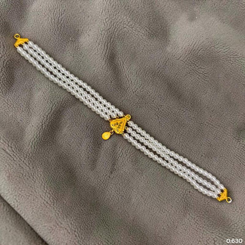 GMC22K- (VG8IHC) (WGT: 0.630 GM APPROX) BIS HALLMARK CERTIFIED 916 22KT GOLD MOTI CHOKER 1 PIECE  WITH ADJUSTABLE TASSEL FOR GIFT IN MARRIAGE.
