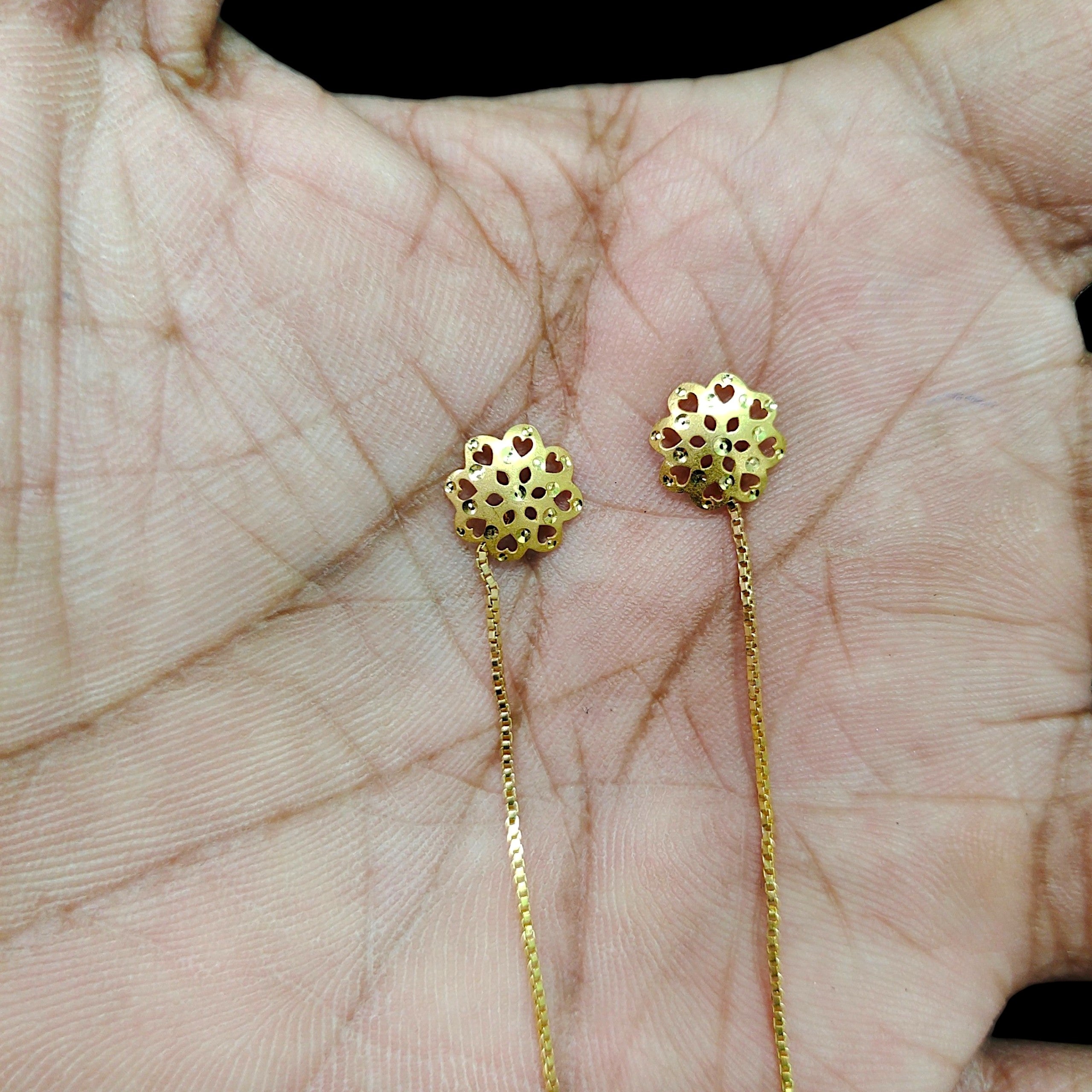 GOLD SUIDHAGA- (WGT: 0.580 GM APPROX) BIS CERTIFIED HUID HALLMARK 9KT GOLD SUIDHAGA EARRINGS (1 PAIR) FOR WOMEN.