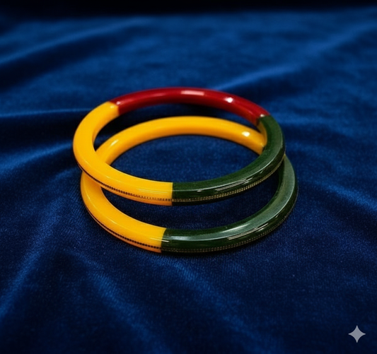 TRJ MULTI COLOR HUID HALLMARK 22KT GOLD LAMINATION POLA BADHANO BANGLES FACEBOOK VIRAL POLA 1 PAIR APPROX. WGT: 0.150 GM (FUTURE EXCHANGE VALUE 40% OF PRODUCT PRICE IN BILL WITH ANY JEWELLERY).
