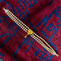 GMC9K- (WGT: 0.220 GM APPROX) BIS CERTIFIED HUID HALLMARK 375 9KT GOLD MOTI CHOKER 1 PIECE WITH ADJUSTABLE TASSEL FOR GIFT IN MARRIAGE.