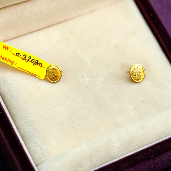 GOLD TOPS- BIS CERTIFIED (WGT: 0.330 GM APPROX) HUID HALLMARK 375 9KT GOLD TOPS 1 PAIR BEST FOR MARRIAGE GIFT.