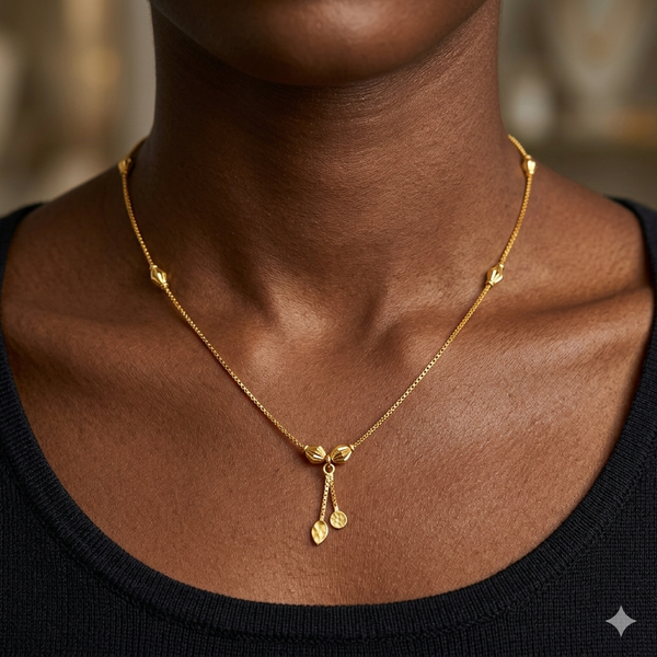 GOLD CHAIN- (WGT: 2.400 GM APPROX) BIS CERTIFIED HUID HALLMARK 9KT GOLD CHAIN WITH PENDANT (17 INCH) 1 PIECE FOR WOMEN.