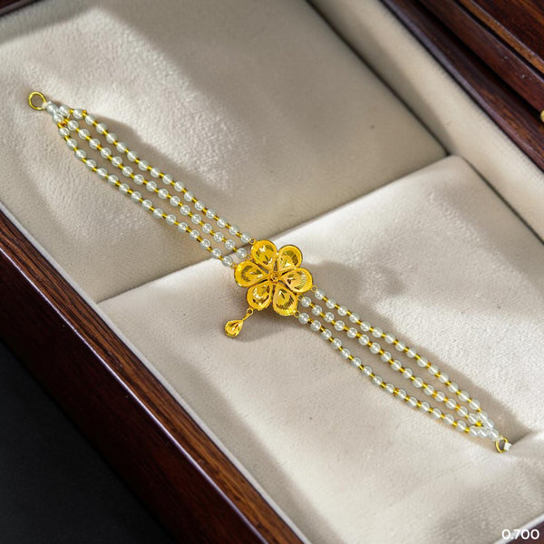 GMC9K- (9A83WQ)-(WGT: 0.700 GM APPROX) BIS CERTIFIED HUID HALLMARK 375 9KT GOLD MOTI CHOKER 1 PIECE WITH ADJUSTABLE TASSEL FOR GIFT IN MARRIAGE.