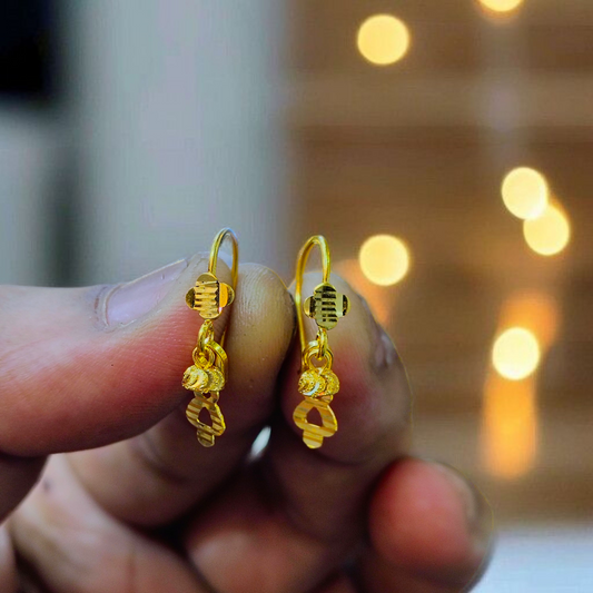 (GER22) BIS CERTIFIED WGT: 1.270 GM APPROX HUID HALLMARK 916 22KT GOLD SAFETIPIN EARRINGS 1 PAIR FOR WOMEN.