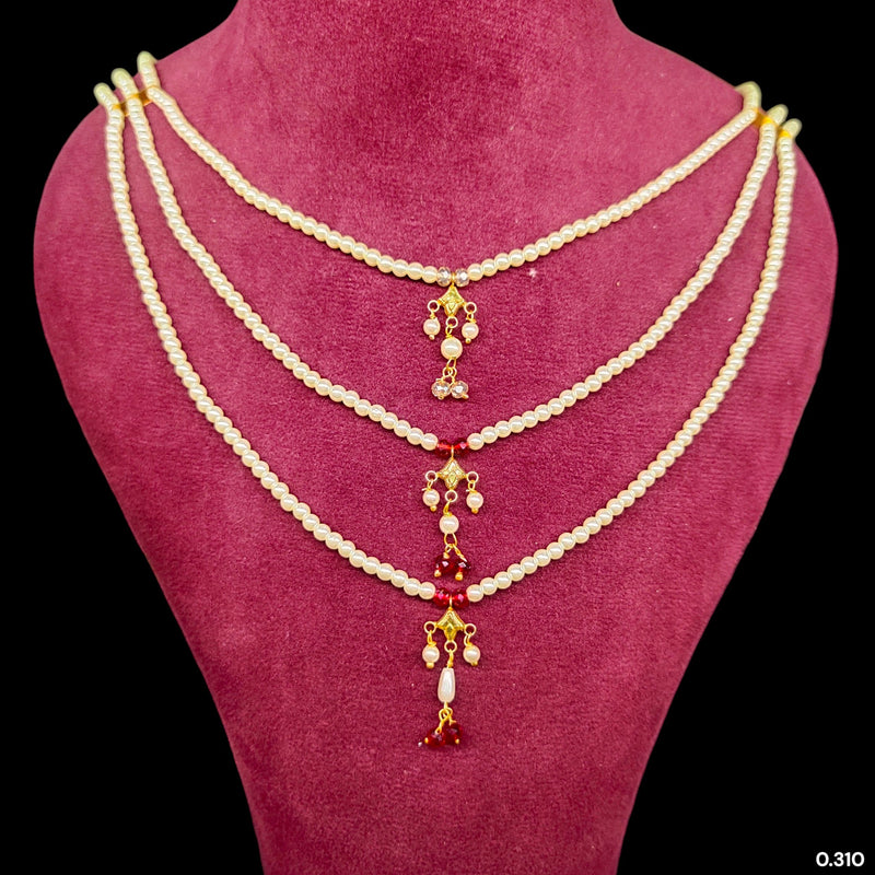 (GMH)- (WGT: 0.310 GM APPROX) BIS CERTIFIED HUID HALLMARK 9KT GOLD MOTI SITAHAR NECKLACE 1 PIECE WITH ADJUSTABLE TASSEL.(QBFL9N)
