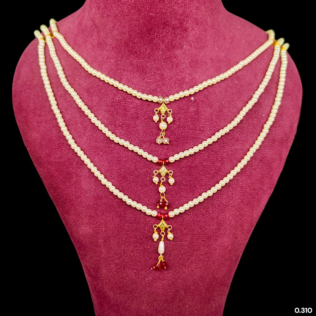 (GMH)- (WGT: 0.310 GM APPROX) BIS CERTIFIED HUID HALLMARK 9KT GOLD MOTI SITAHAR NECKLACE 1 PIECE WITH ADJUSTABLE TASSEL.(QBFL9N)