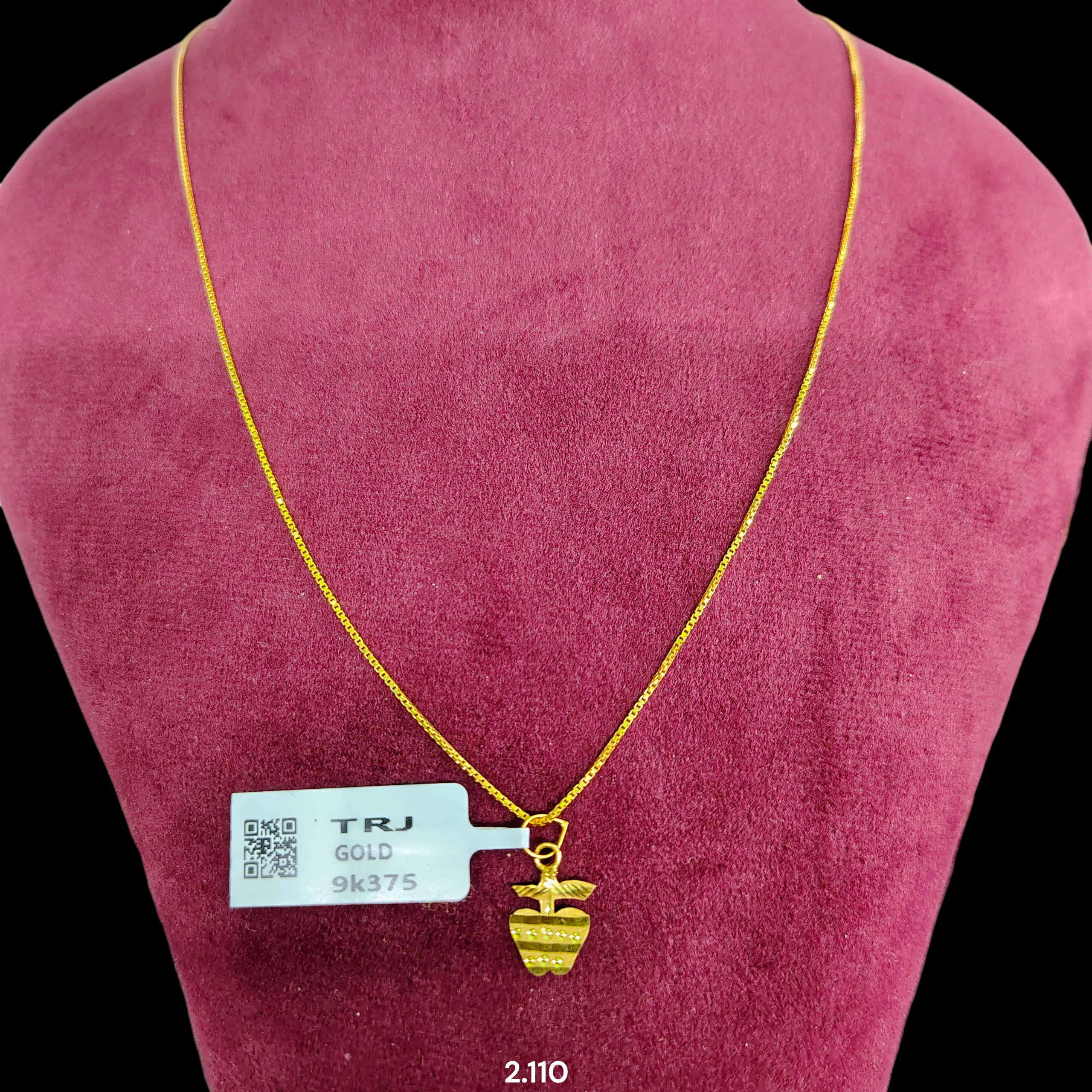 GOLD CHAIN- (WGT: 2.110 GM APPROX) BIS CERTIFIED HUID HALLMARK 9KT GOLD CHAIN WITH PENDANT (17 INCH) 1 PIECE FOR WOMEN.