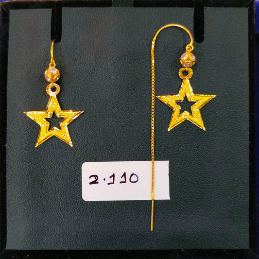 (GSD) RAJLAXMI WGT: 2.110 GM APPROX 18KT HALLMARK GOLD SUI DHAGA EARRINGS 1 PAIR FOR DAILY WEAR.