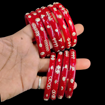 (SSP) RED COLOUR LASER PASTING DESIGN ORIGINAL HALLMARK 925 SILVER PASTING POLA FOR WOMEN 1 PAIR - SOLD AS MRP BY RAJLAXMI (GET ANY DESIGN AS PER SIZE).
