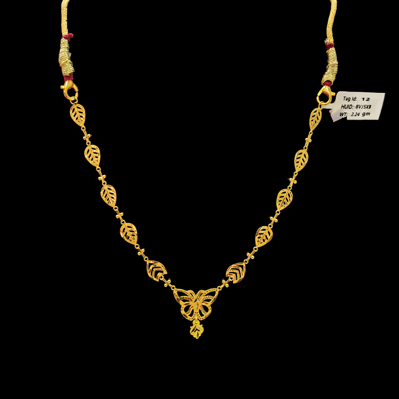 GCN22K- WGT: 2.240 BIS CERTIFIED HUID HALLMARK 916 22KT GOLD NECKLACE 1 PIECE WITH FREE ADJUSTABLE TASSEL FOR WOMEN.(8VJ5X3)