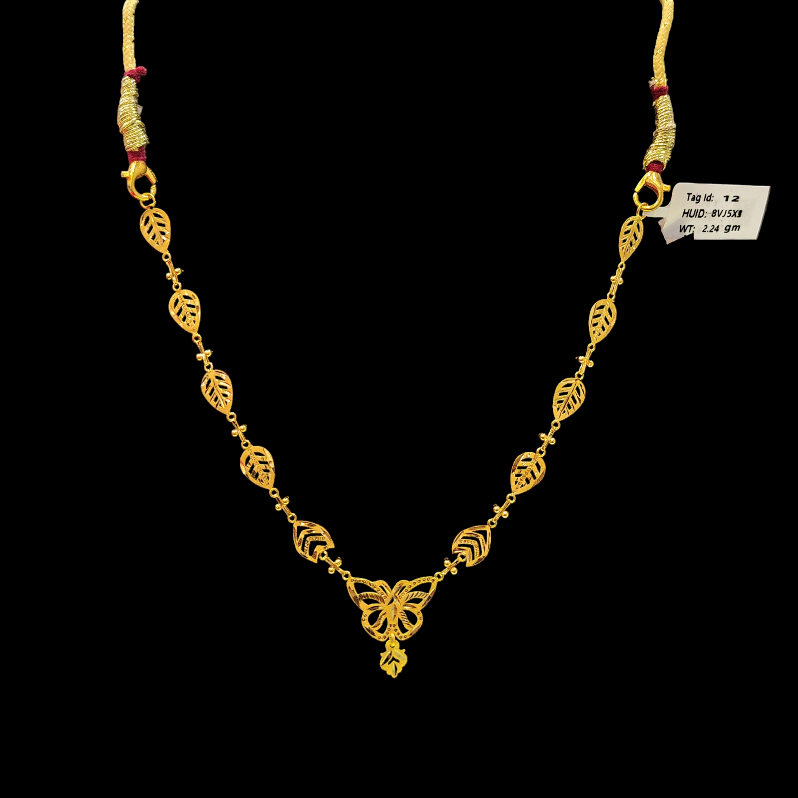 GOLD CHOKER NECKLACE- WGT: 2.240 BIS CERTIFIED HUID HALLMARK 916 22KT GOLD NECKLACE 1 PIECE WITH FREE ADJUSTABLE TASSEL FOR WOMEN.