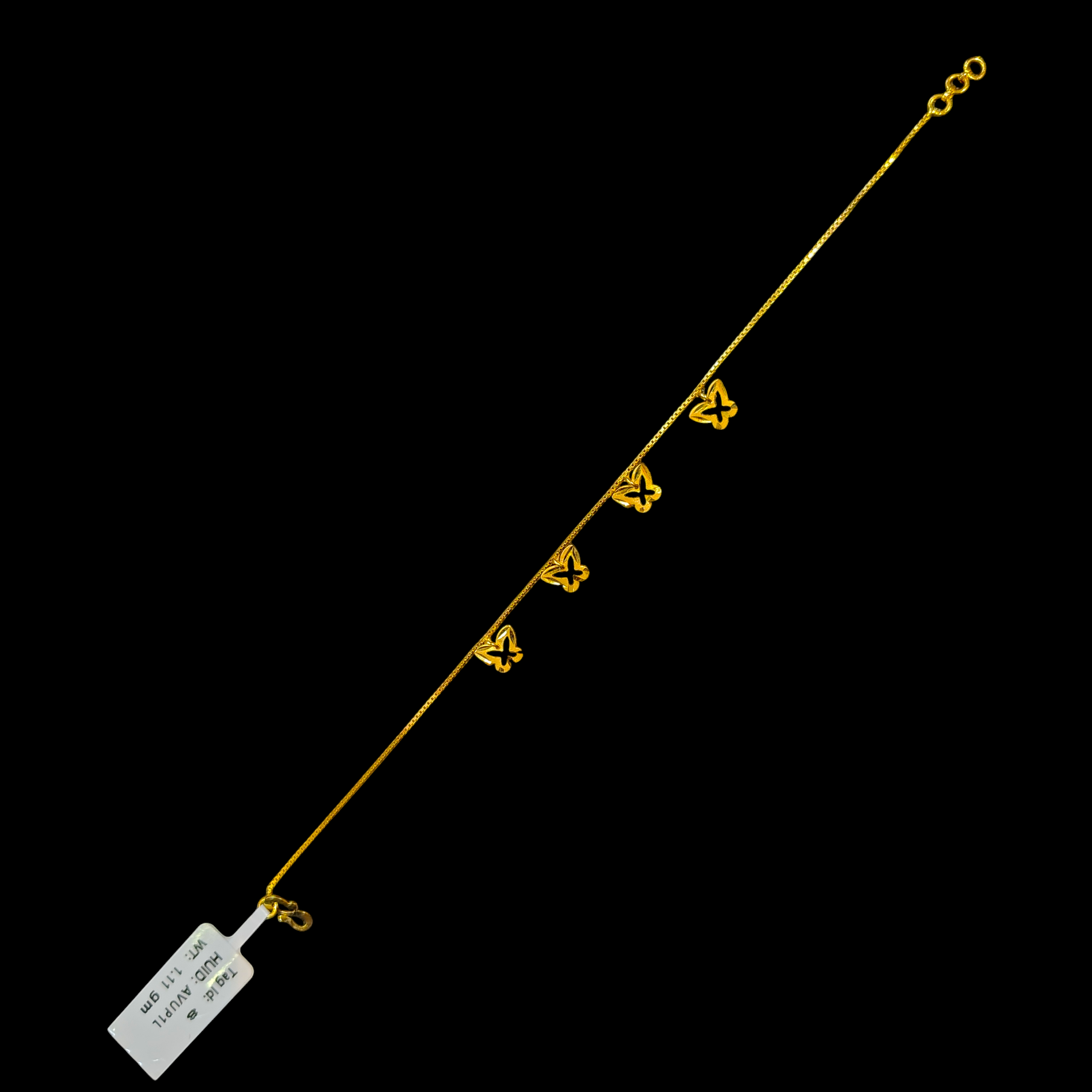 GOLD WRISTLET- BIS CERTIFIED HUID HALLMARK 375 9KT GOLD WRISTLET APPROX WGT: 1.110 FOR WOMEN.