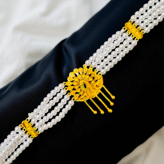 CERTIFIED BIS HUID HALLMARK 916 22KT GOLD MOTI CHOKER 1 PIECE (WGT:2.390 GM) WITH ADJUSTABLE TASSEL FOR GIFT IN MARRIAGE.