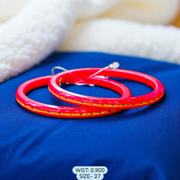 (GSP) TRJ (SIZE: 27) WGT: 0.900 GM APPROX 22KT HUID HALLMARK GOLD POLA BANGLES 1 PAIR DESIGN FOR REGULAR USE.