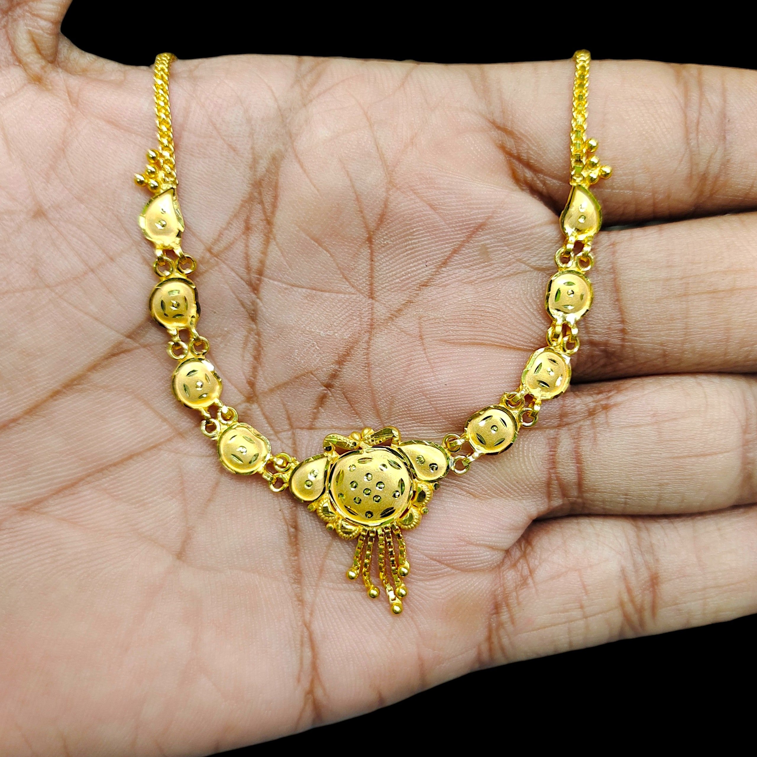 GOLD NECKLACE-(WGT: 3.150 GM APPROX) BIS CERTIFIED HUID HALLMARK 375 9KT GOLD NECKLACE 1 PIECE FOR WOMEN WITH FREE ADJUSTABLE TASSEL.