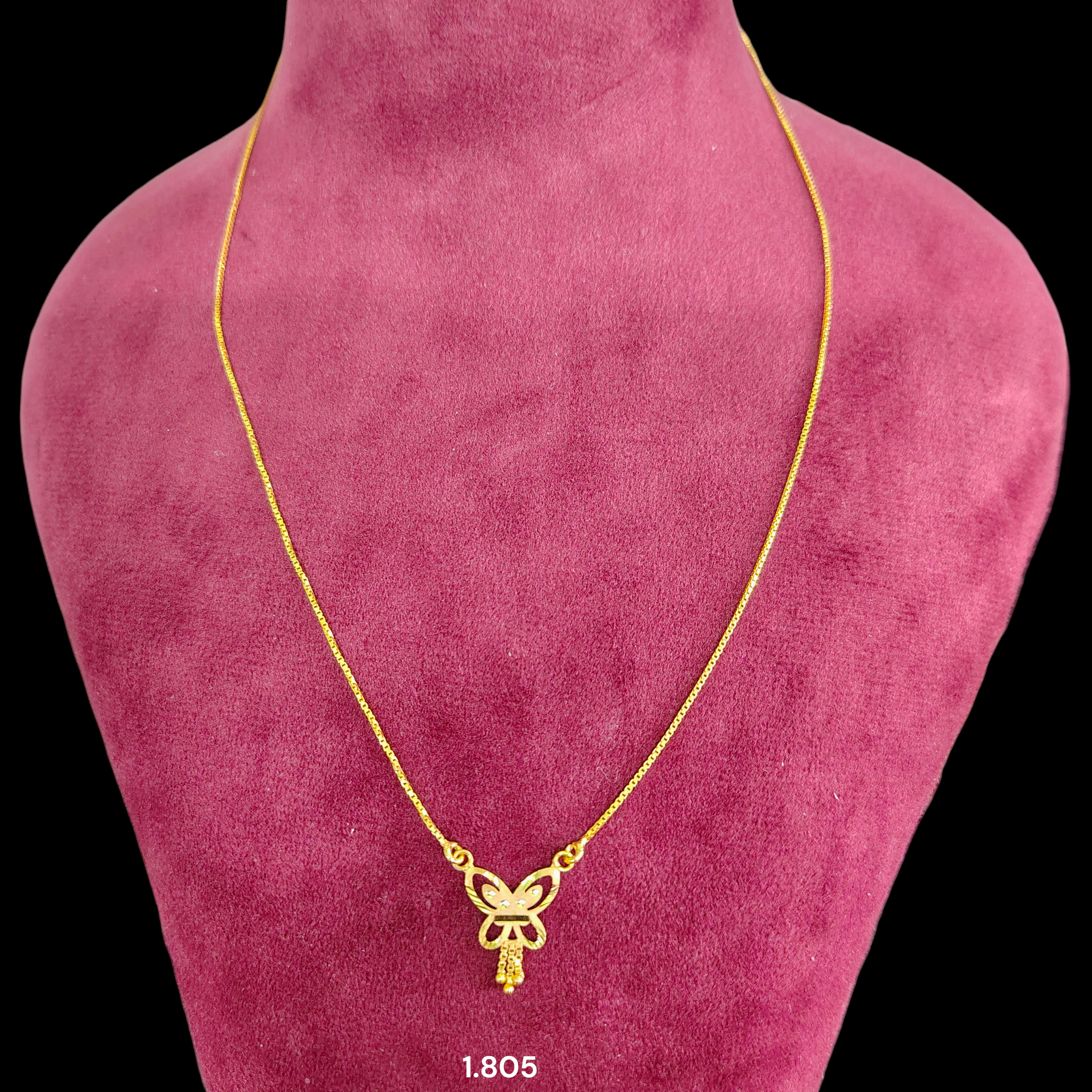 GOLD CHAIN- (WGT: 1.805 GM APPROX) BIS CERTIFIED HUID HALLMARK 9KT GOLD CHAIN WITH PENDANT (17 INCH) 1 PIECE FOR WOMEN.