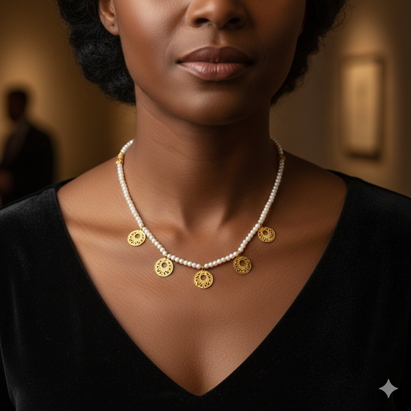 GOLD MOTI HAR- WGT: 1.060 GM APPROX HUID HALLMARK 22KT GOLD MOTI SELIHAR 1 PIECE WITH ADJUSTABLE TASSEL.