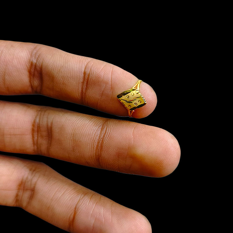 BABY JEWELLERY- TRJ (JLZUES) (WGT: 0.230 GM APPROX) 375 9KT HUID HALLMARK GOLD BABY FINGER RING 1 PIECE FOR RICE CEREMONY & BIRTHDAY.