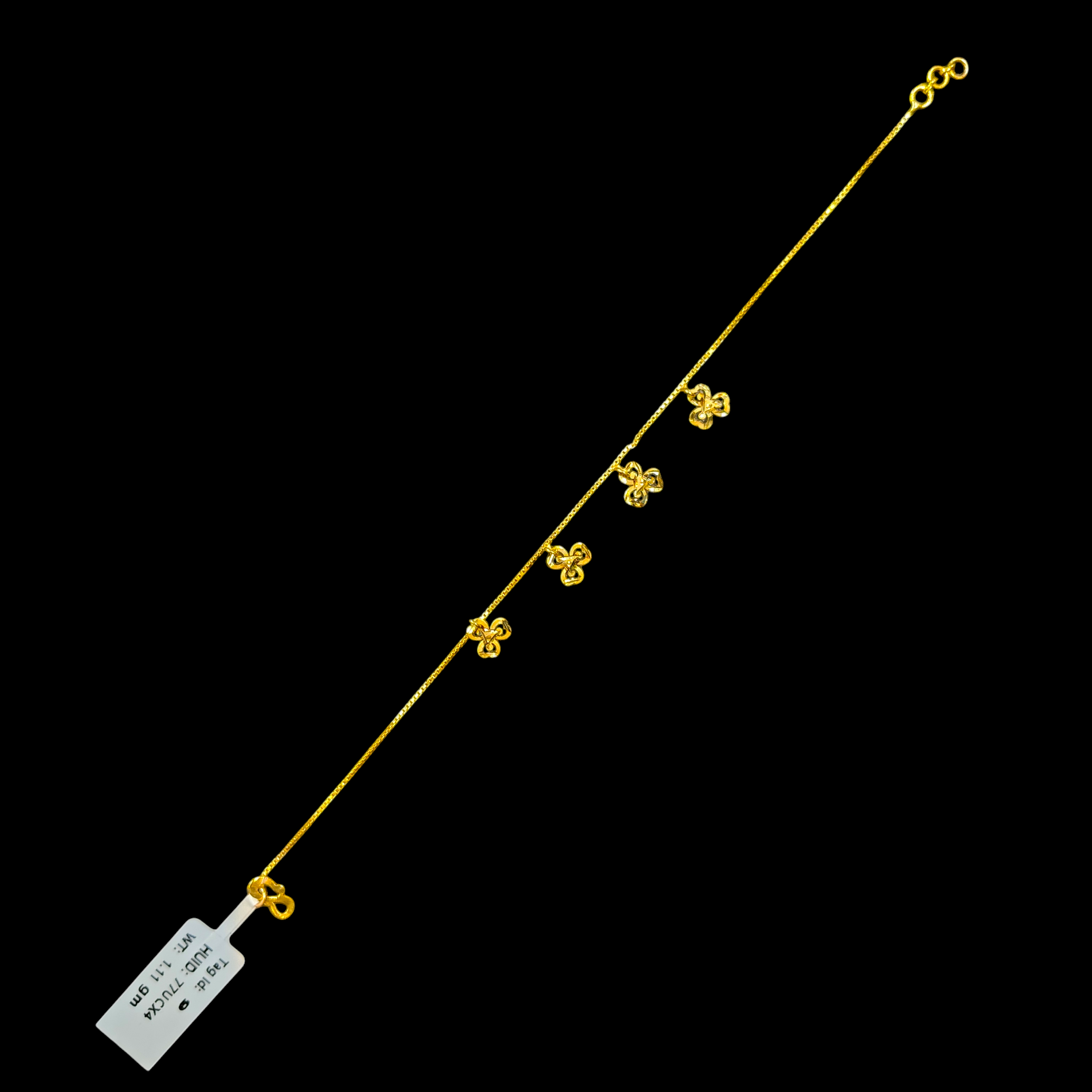 GOLD WRISTLET- BIS CERTIFIED HUID HALLMARK 375 9KT GOLD WRISTLET APPROX WGT: 1.110 FOR WOMEN.