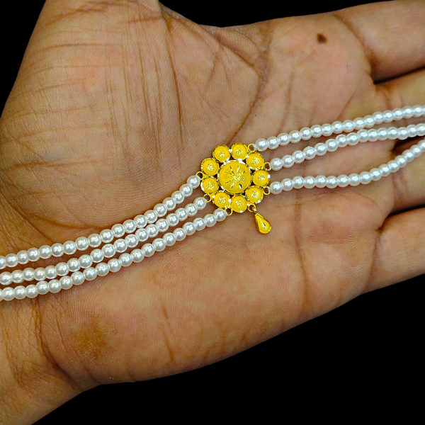 PEARL CHOKER- CERTIFIED BIS HUID HALLMARK 916 22KT GOLD MOTI CHOKER 1 PIECE (WGT:0.780 GM) WITH ADJUSTABLE TASSEL FOR GIFT IN MARRIAGE.