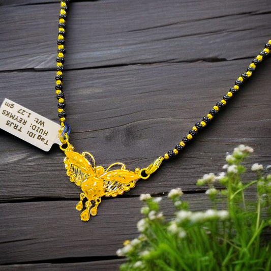 TRJ WGT: 1.270 GM APPROX 22KT HUID HALLMARK GOLD PENDANT MANGALSUTRA 1 PIECE WITH TASSEL.