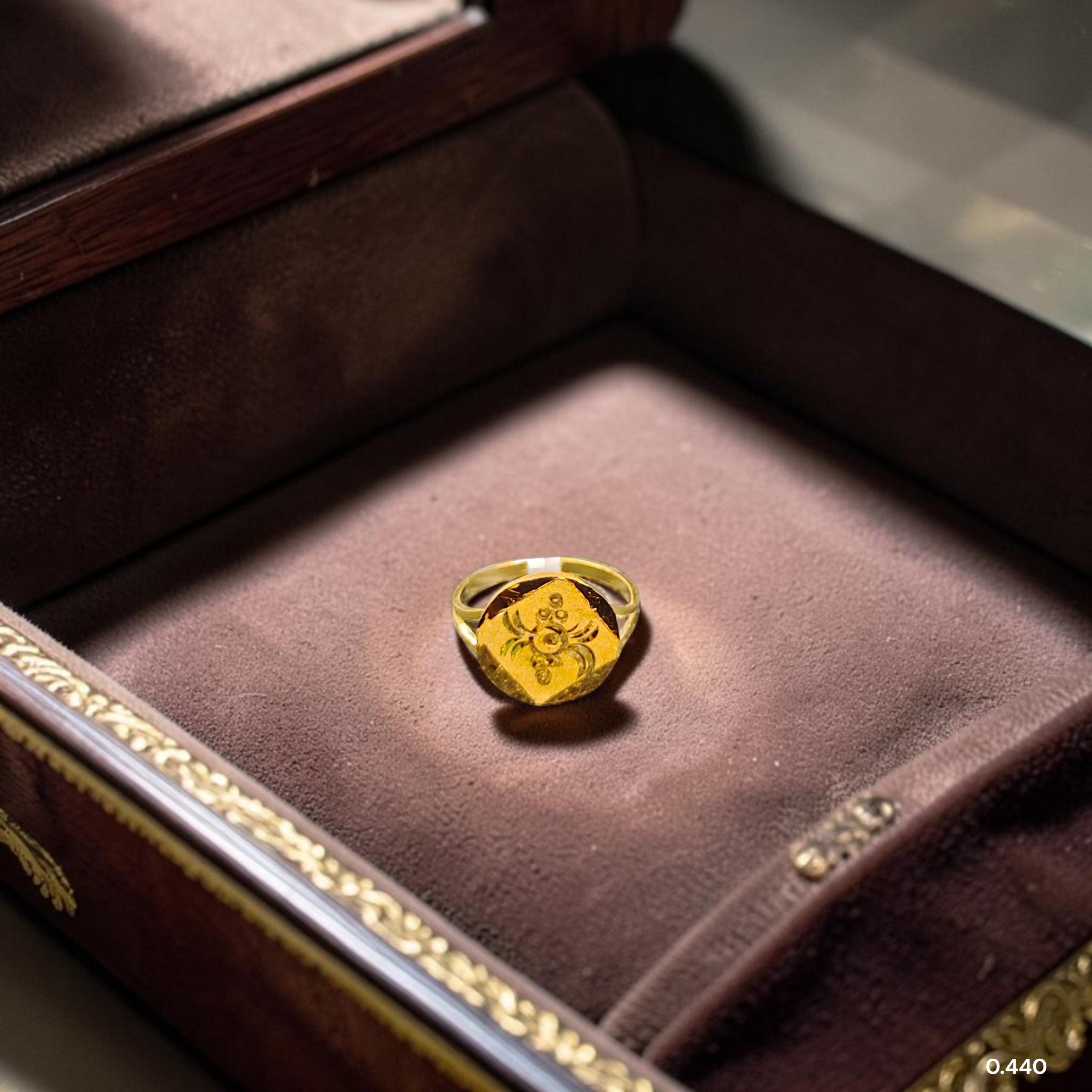 BABY JEWELLERY- TRJ WGT: 0.440 GM APPROX 22KT HUID HALLMARK GOLD BABY FINGER RING 1 PIECE FOR RICE CEREMONY & BIRTHDAY.