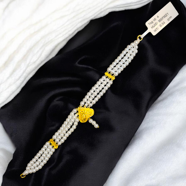 PEARL CHOKER- CERTIFIED BIS HUID HALLMARK 916 22KT GOLD MOTI CHOKER 1 PIECE (WGT:0.540 GM) WITH ADJUSTABLE TASSEL FOR GIFT IN MARRIAGE.