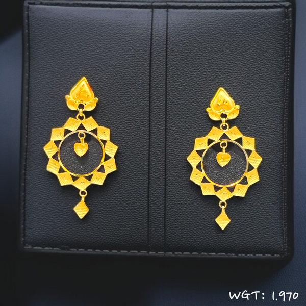 (RASOGOLLA EARRING) TRJ WGT: 1.970 GM APPROX HUID HALLMARK 22KT GOLD EARRINGS KANBALA 1 PAIR FOR WOMEN.