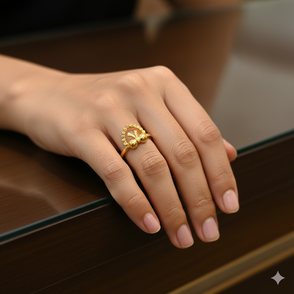 (GLFR9) TRJ (SIZE: 13) WGT: 1.130 GM APPROX BIS CERTIFIED HUID HALLMARK 9KT GOLD FINGER RING FOR WOMEN 1 PIECE FOR REGULAR USE.