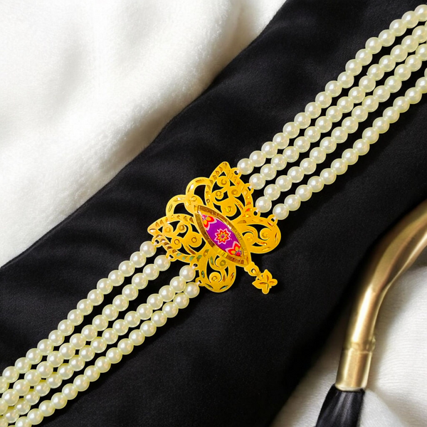 CERTIFIED BIS HUID HALLMARK 916 22KT GOLD MOTI CHOKER 1 PIECE (WGT:1.140 GM) WITH ADJUSTABLE TASSEL FOR GIFT IN MARRIAGE.