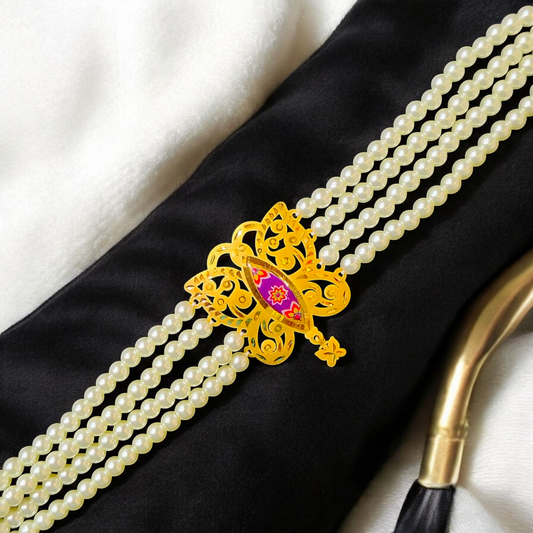 CERTIFIED BIS HUID HALLMARK 916 22KT GOLD MOTI CHOKER 1 PIECE (WGT:1.140 GM) WITH ADJUSTABLE TASSEL FOR GIFT IN MARRIAGE.