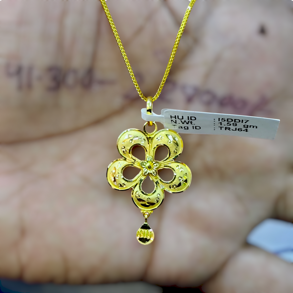TRJ WGT: 1.590 GM APPROX 22KT HUID HALLMARK GOLD LOCKET 1 PIECE WITH ADJUSTABLE TASSEL.