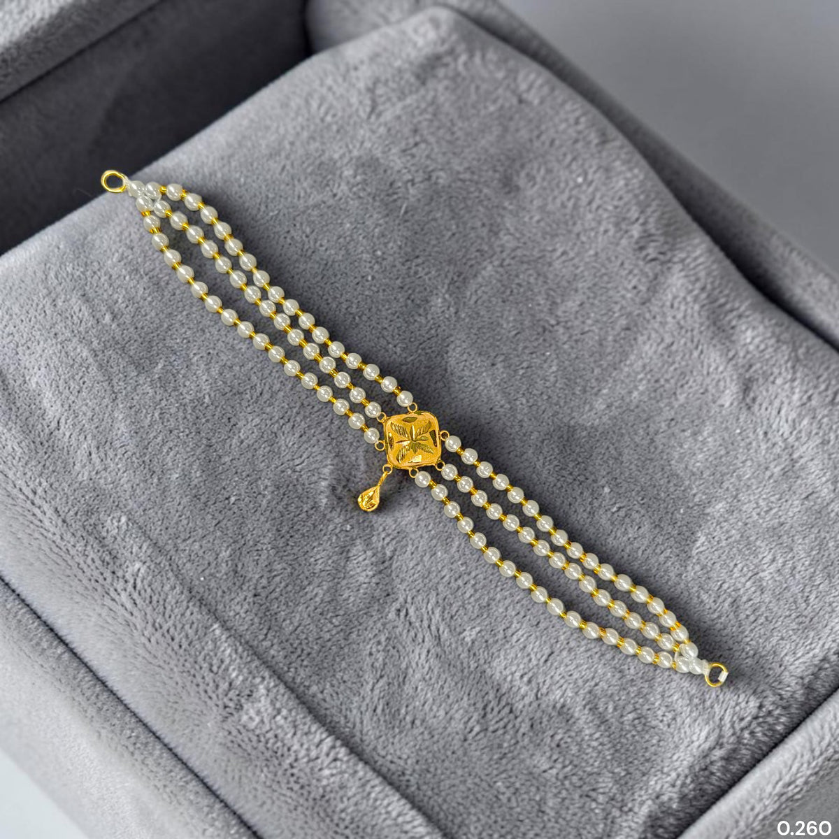 GMC9K- (CL5GFX)-(WGT: 0.260 GM APPROX) BIS CERTIFIED HUID HALLMARK 375 9KT GOLD MOTI CHOKER 1 PIECE WITH ADJUSTABLE TASSEL FOR GIFT IN MARRIAGE.