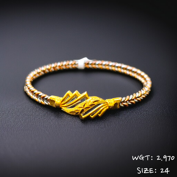 TRJ (SIZE: 24) WGT: 2.970 GM APPROX 22KT HUID HALLMARK GOLD NOA BANGLES 1 PIECE.