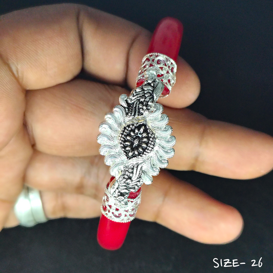 (SSP) (SIZE- 26) 925 ORIGINAL SILVER MUKH POLA BANGLES FOR WOMEN 1 PC - SOLD AS MRP BY RAJLAXMI.