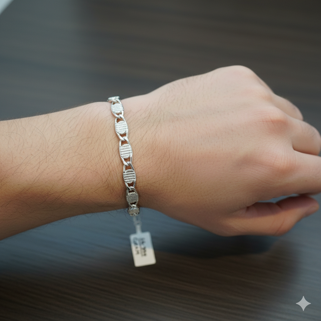 (SWL) RAJLAXMI 625 SILVER WRISTLET WGT: 16.390 GRAM 8" INCH FOR UNISEX 1 PIECE (REGULAR USE)