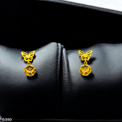 GOLD EARRINGS- WGT: 0.550 GM APPROX BIS CERTIFIED HUID HALLMARK 9KT GOLD EARRINGS 1 PAIR FOR WOMEN.