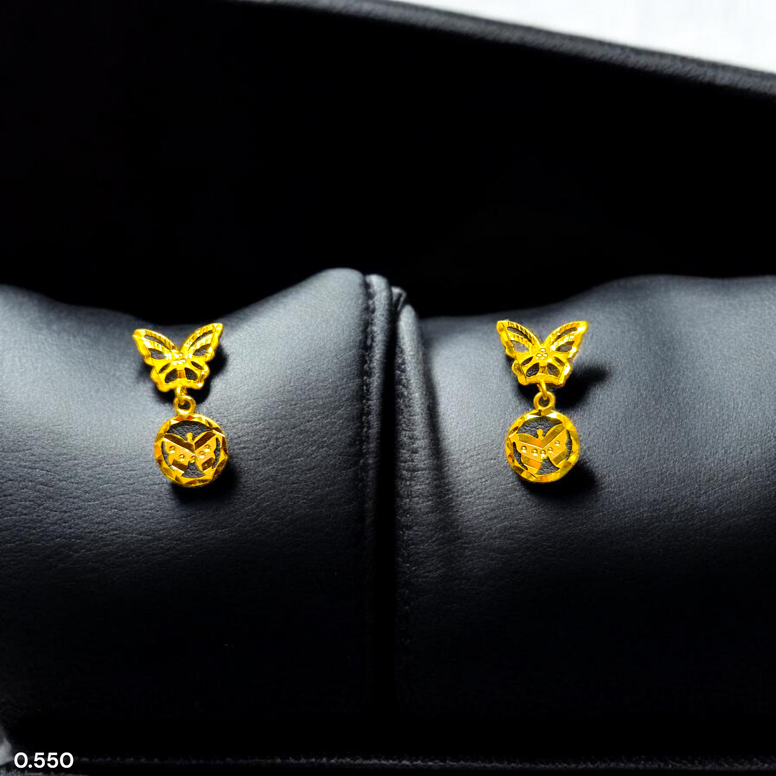 GOLD EARRINGS- WGT: 0.550 GM APPROX BIS CERTIFIED HUID HALLMARK 9KT GOLD EARRINGS 1 PAIR FOR WOMEN.