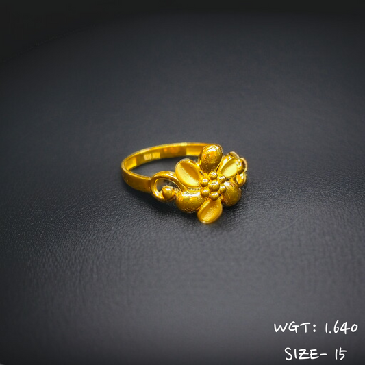 TRJ (SIZE: 15) WGT: 1.640 GM APPROX 22KT HUID HALLMARK GOLD RING FOR WOMEN 1 PIECE.