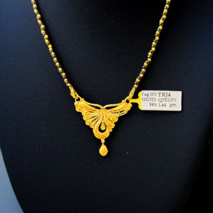 TRJ WGT: 1.640 GM APPROX 22KT HUID HALLMARK GOLD PENDANT MANGALSUTRA 1 PIECE WITH TASSEL.