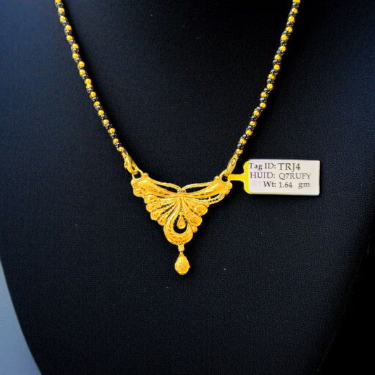 TRJ WGT: 1.640 GM APPROX 22KT HUID HALLMARK GOLD PENDANT MANGALSUTRA 1 PIECE WITH TASSEL.