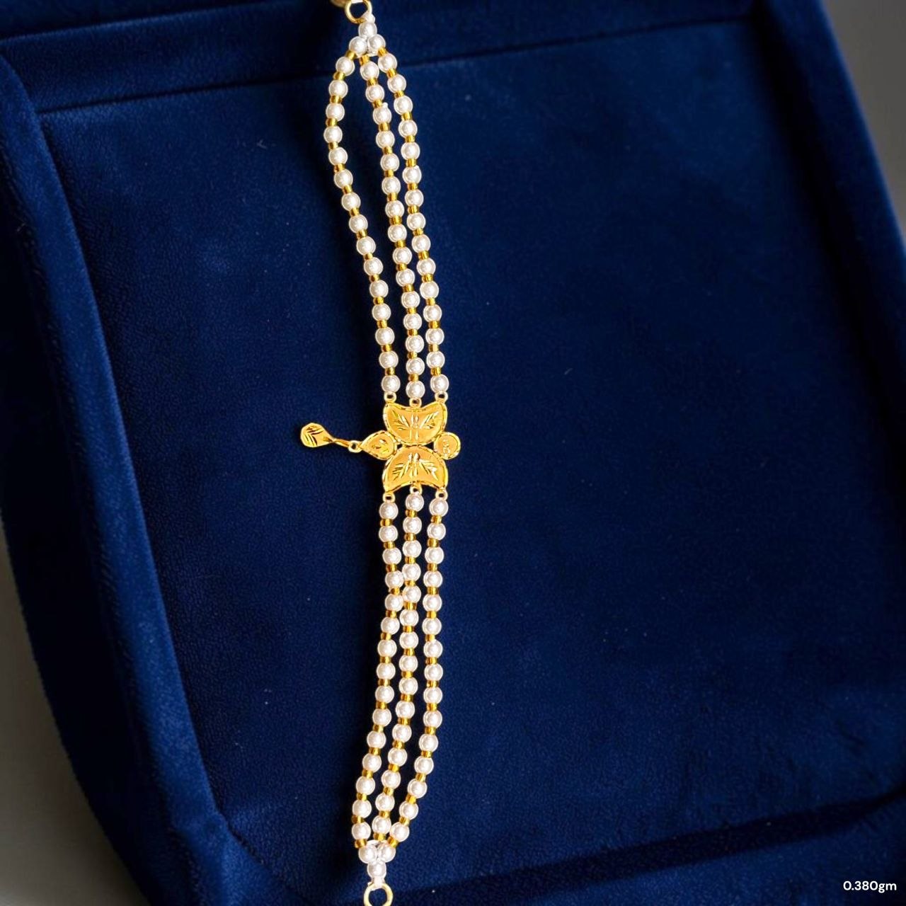 GOLD MOTI CHOKER- (WGT: 0.380 GM APPROX) BIS CERTIFIED HUID HALLMARK 375 9KT GOLD MOTI CHOKER 1 PIECE WITH ADJUSTABLE TASSEL FOR GIFT IN MARRIAGE.