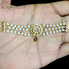 GMC9K- (7AHNN1)-(WGT: 1.550 GM APPROX) BIS CERTIFIED HUID HALLMARK 375 9KT GOLD MOTI CHOKER 1 PIECE WITH ADJUSTABLE TASSEL FOR GIFT IN MARRIAGE.
